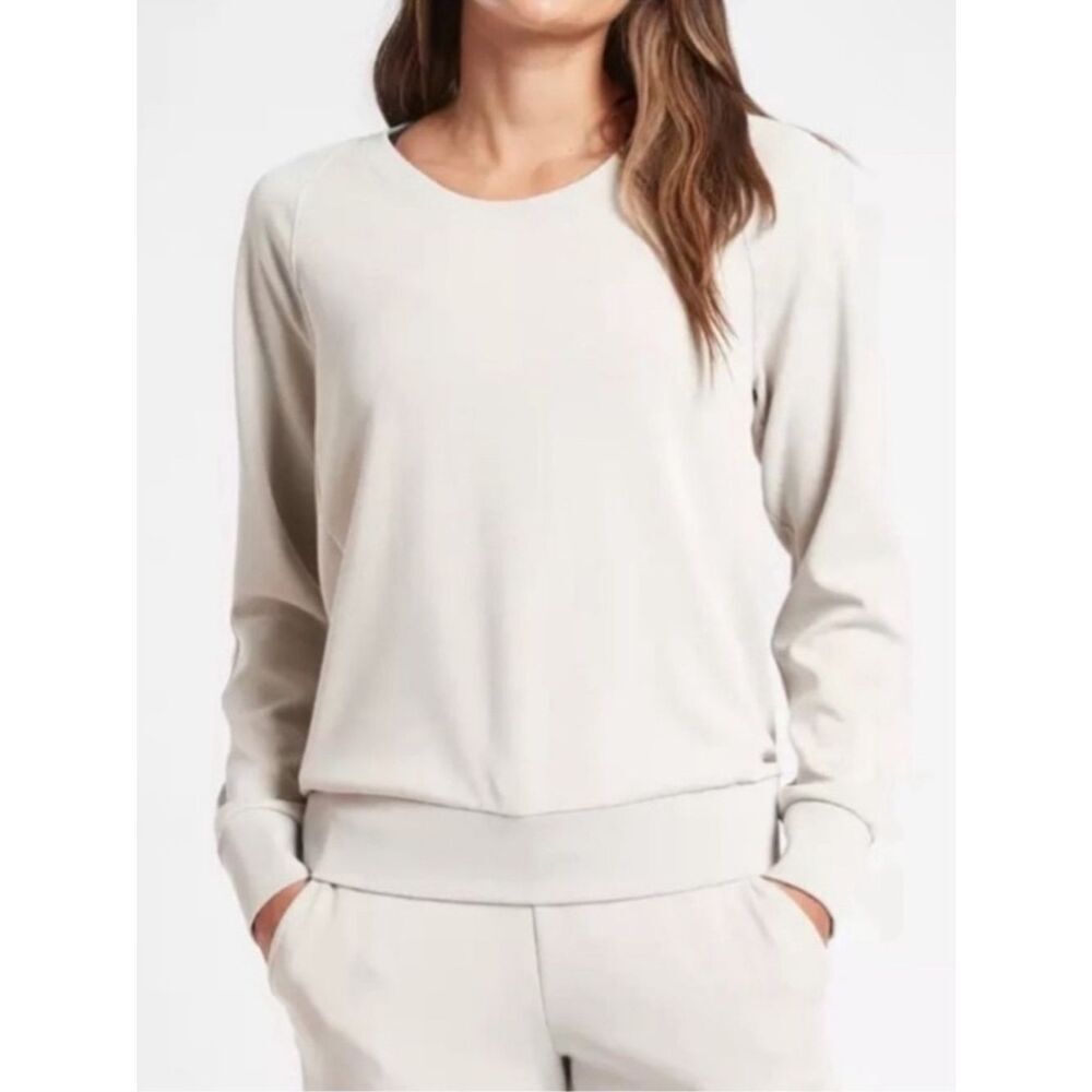 ATHLETA Seasoft Crewneck Sweatshirt Bone Cream Women’s Size XL